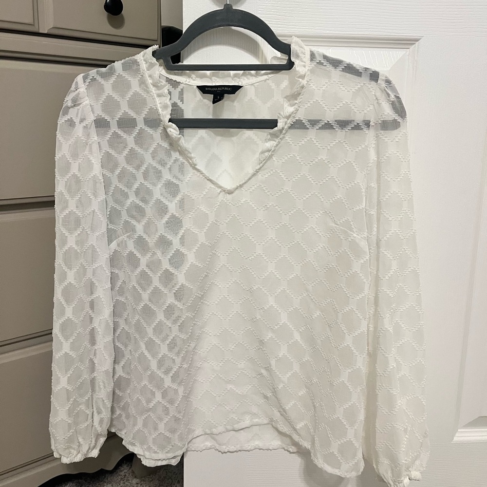 Banana Republic Sheer White Blouse